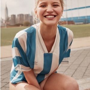 Adidas Argentina T-Shirt Layer Top Size Medium NWT
Sheer Blue White Embroidered